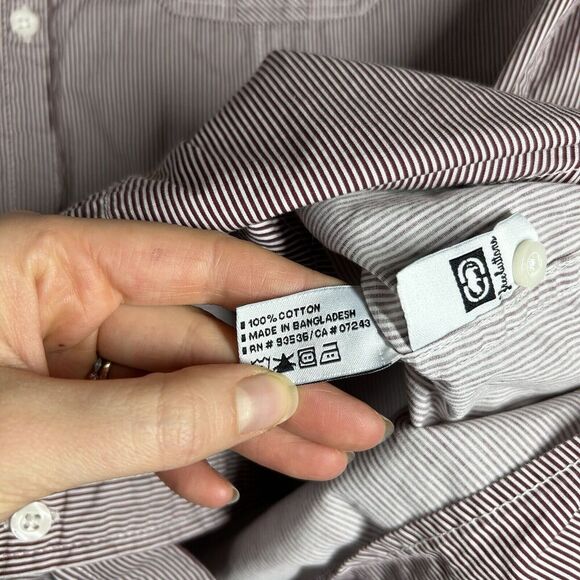 Ecko Unltd Shirt Mens XL Striped Button Down Burgundy Red Y2K Cotton - Picture 6 of 7